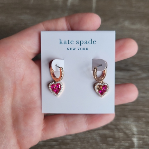 *Flawed* KATE SPADE New York Spell It Out Heart Huggie Hoop Earrings